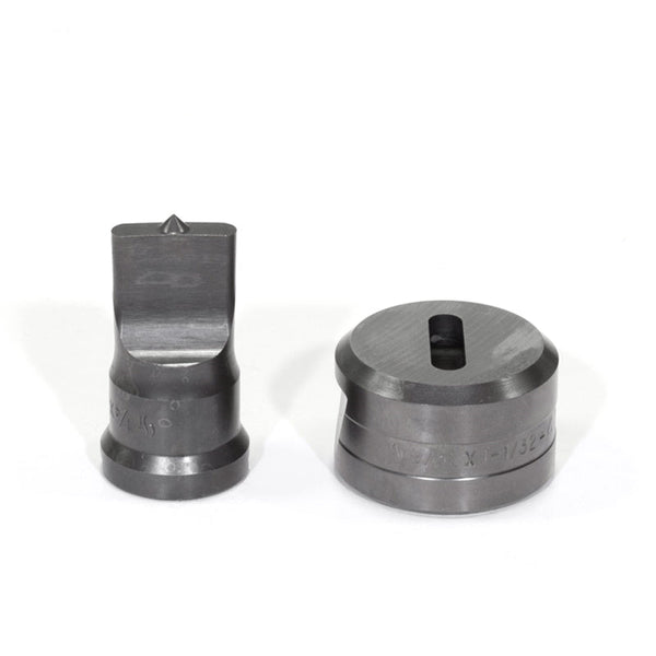 Oversize oblong 1-1/2"X3/4" punch, 1/32" clearance die.  Part #:OSOPD1.5X.75