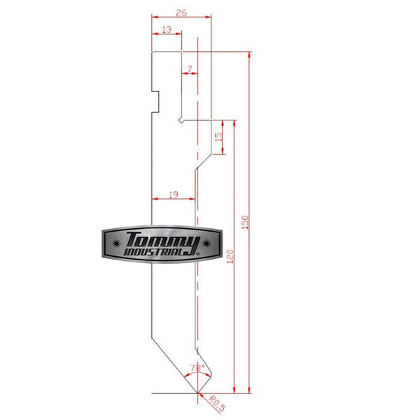 Offset Punch 800 MM For Press Brake Models TIHB33-5, TIHB45-5, TIHB70-5.